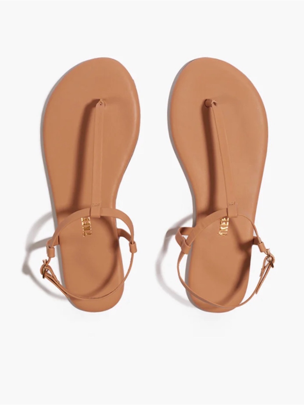 TKEES Mariana Tan Leather T-Strap Sandals - Women - SZ 38